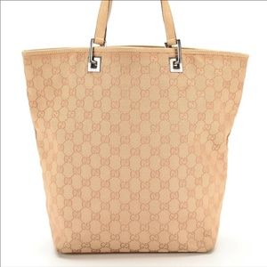 👜  Gucci Tote in Tan GG Monogram Canvas and Leather Bag 👜
